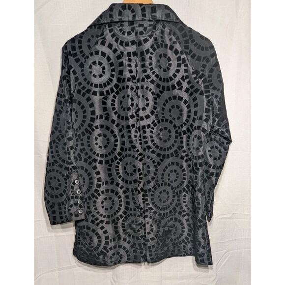 UBU Women's Black Mosaic Style Button Up Jacket Sz S Whimsigoth Statement Edgy - Picture 4 of 10